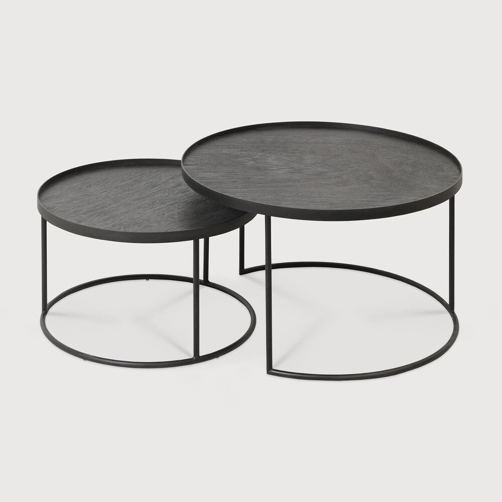 Ethnicraft / Round Tray Tables / Tisch-Set 2 teilig S/L