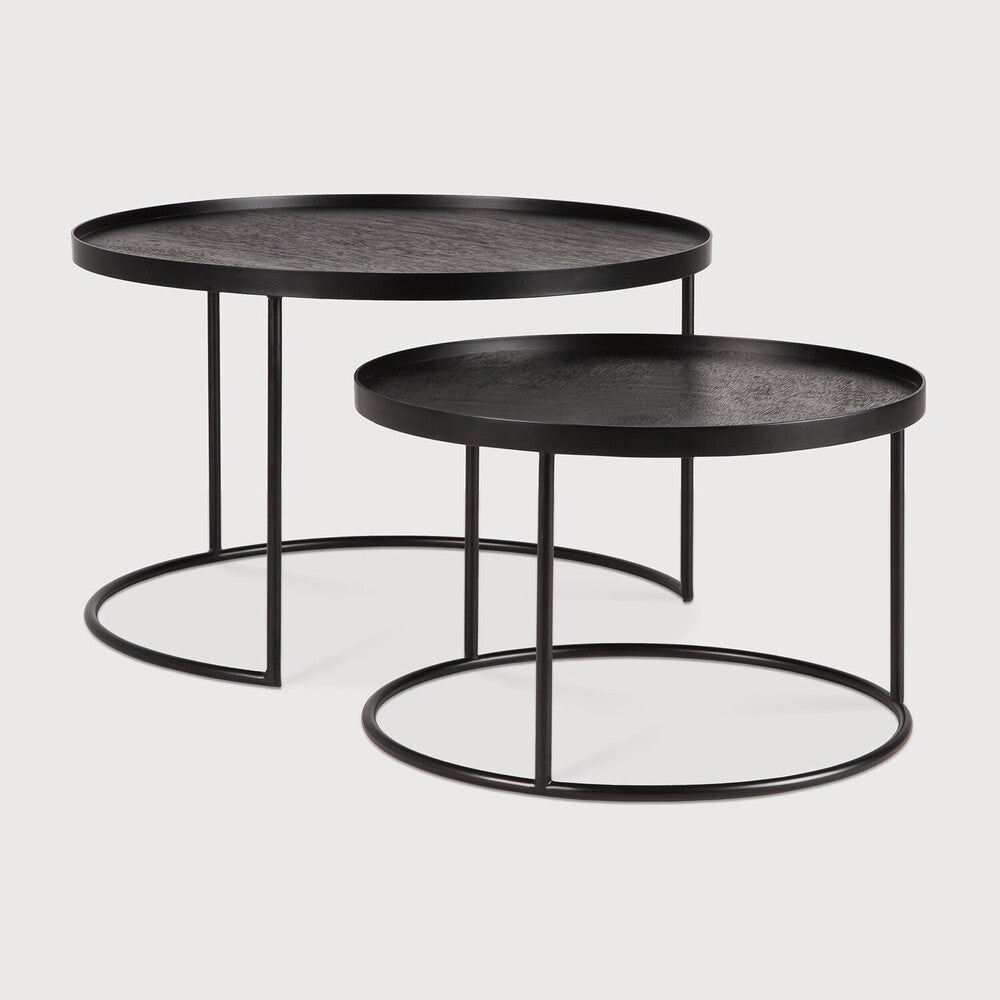 Ethnicraft / Round Tray Tables / Tisch-Set 2 teilig S/L